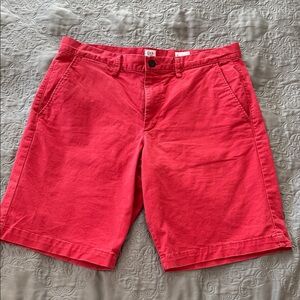 GAP Men's Coral Red Orange Flat Front Shorts Size 33 Cotton 8 inch